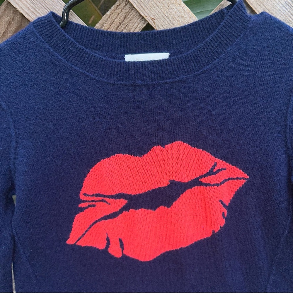 Lisa Todd Fuzzy Wool Sweater With Lips Size XS - Picture 2 of 9